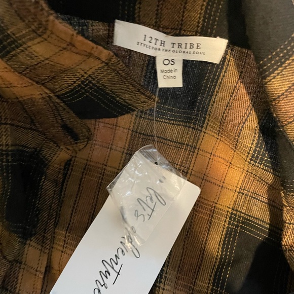 12th Tribe Black and Gold Plaid Shirt - Picture 2 of 4